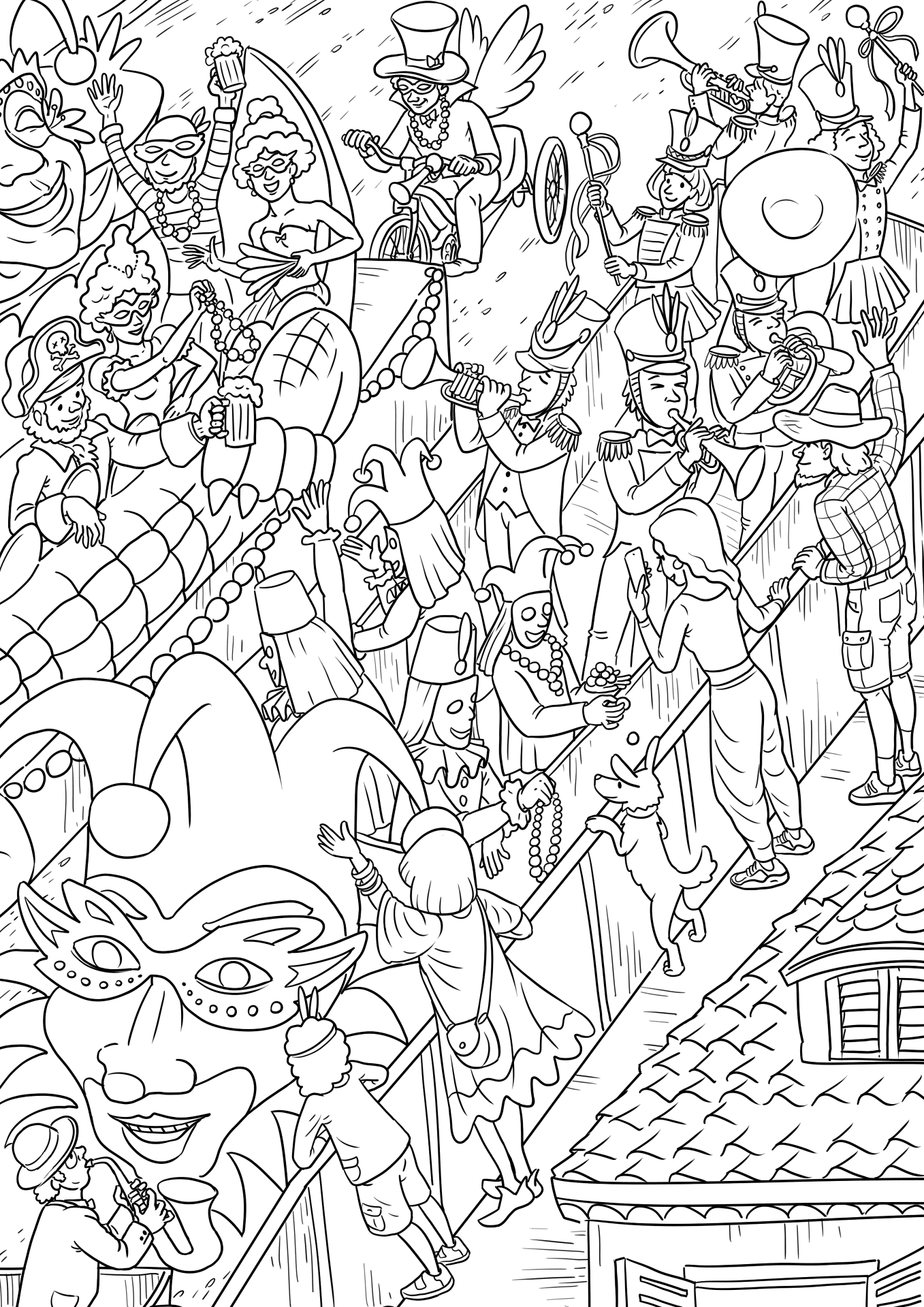 Desenho de Carnaval para colorir