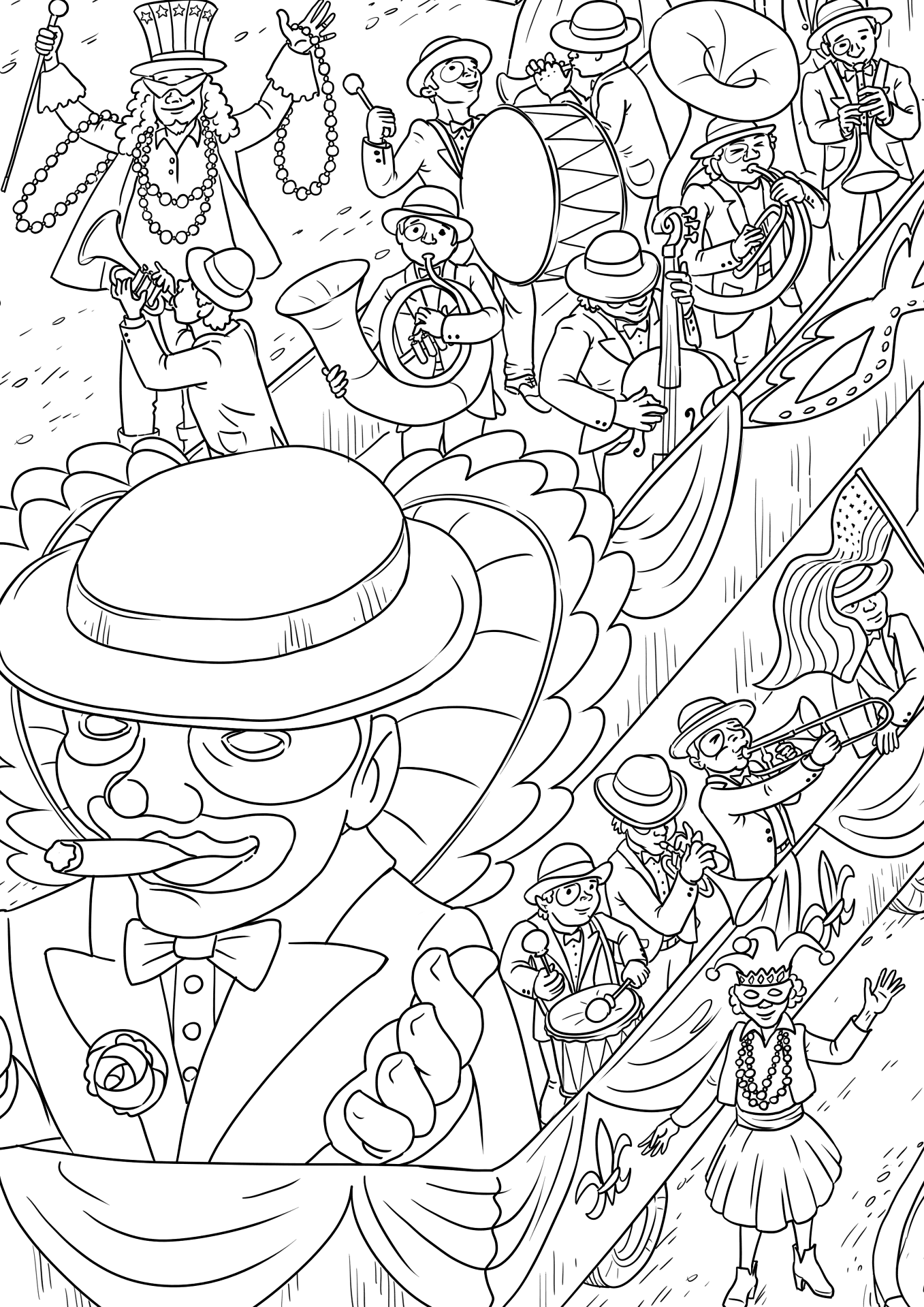 Desenho de Carnaval para colorir