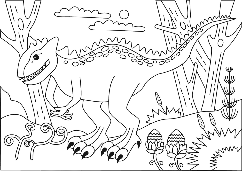 Desenho de Carnotaurus para colorir e imprimir: número 1