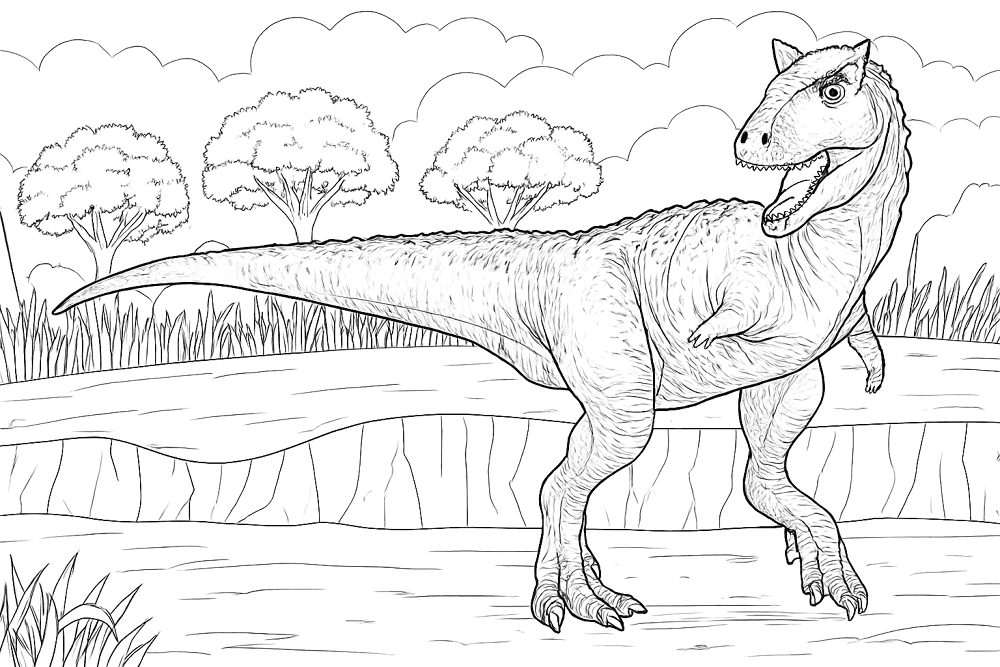 Desenho de Carnotaurus para colorir e imprimir: número 3