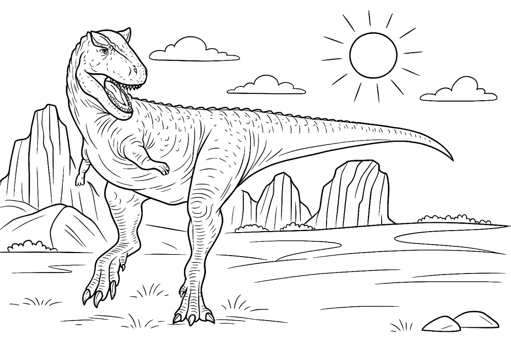 Desenho de Carnotaurus para colorir e imprimir: número 5