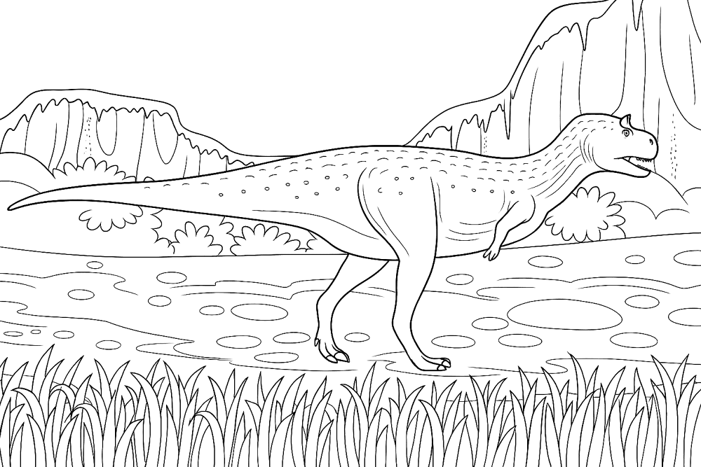 Desenho de Carnotaurus para colorir e imprimir: número 6