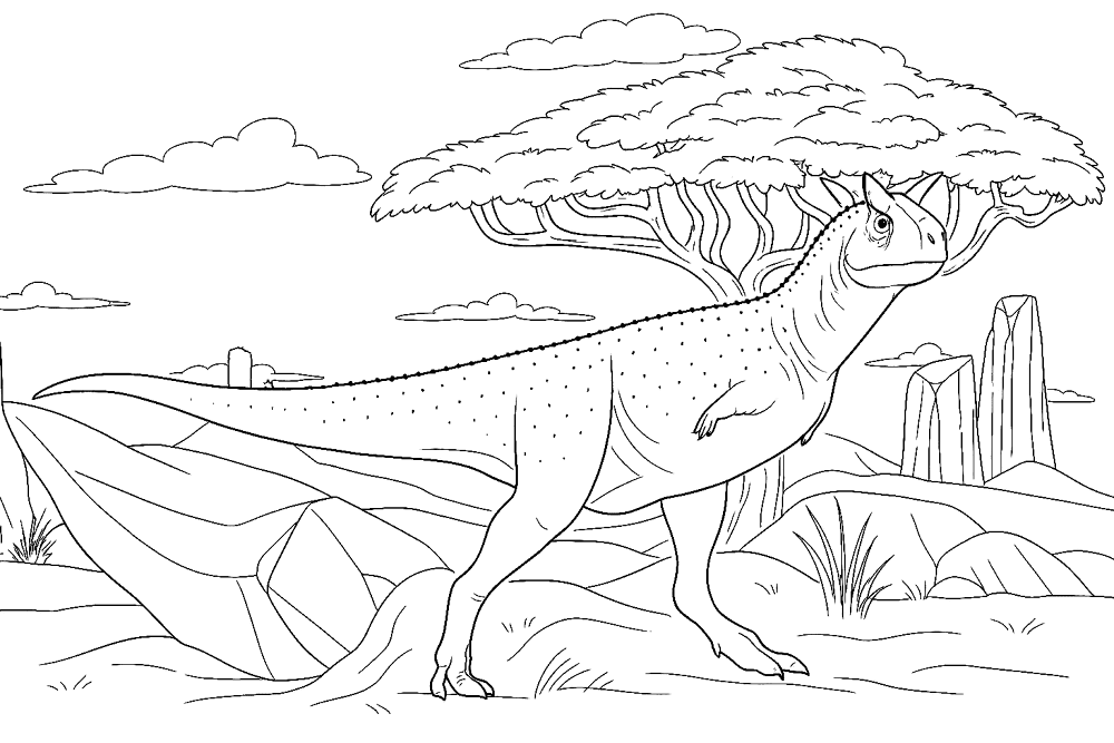 Desenho de Carnotaurus para colorir e imprimir: número 7