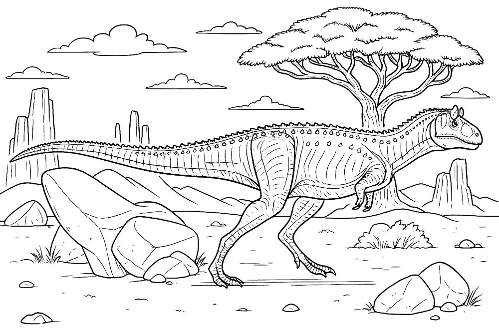 Desenho de Carnotaurus para colorir e imprimir: número 9