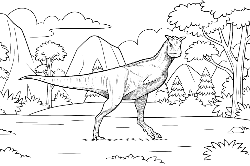 Desenho de Carnotaurus para colorir e imprimir: número 16