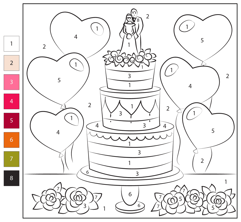 Desenho de Casamento para colorir e imprimir: número 45