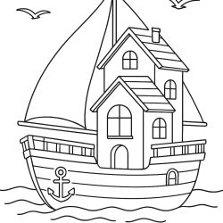 Desenho de Casas para colorir e imprimir: número 4