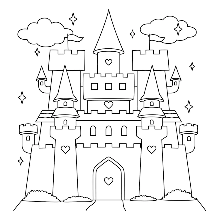 Desenho de Castelos para colorir e imprimir: número 1