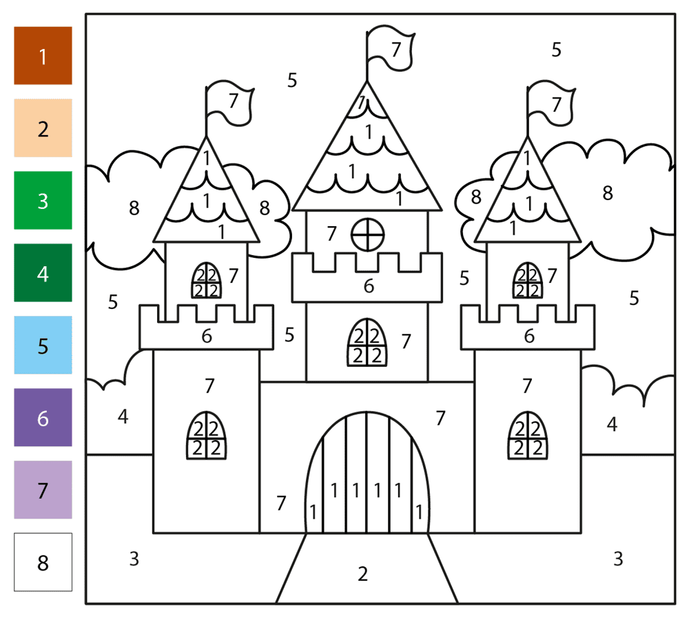 Desenho de Castelos para colorir e imprimir: número 2