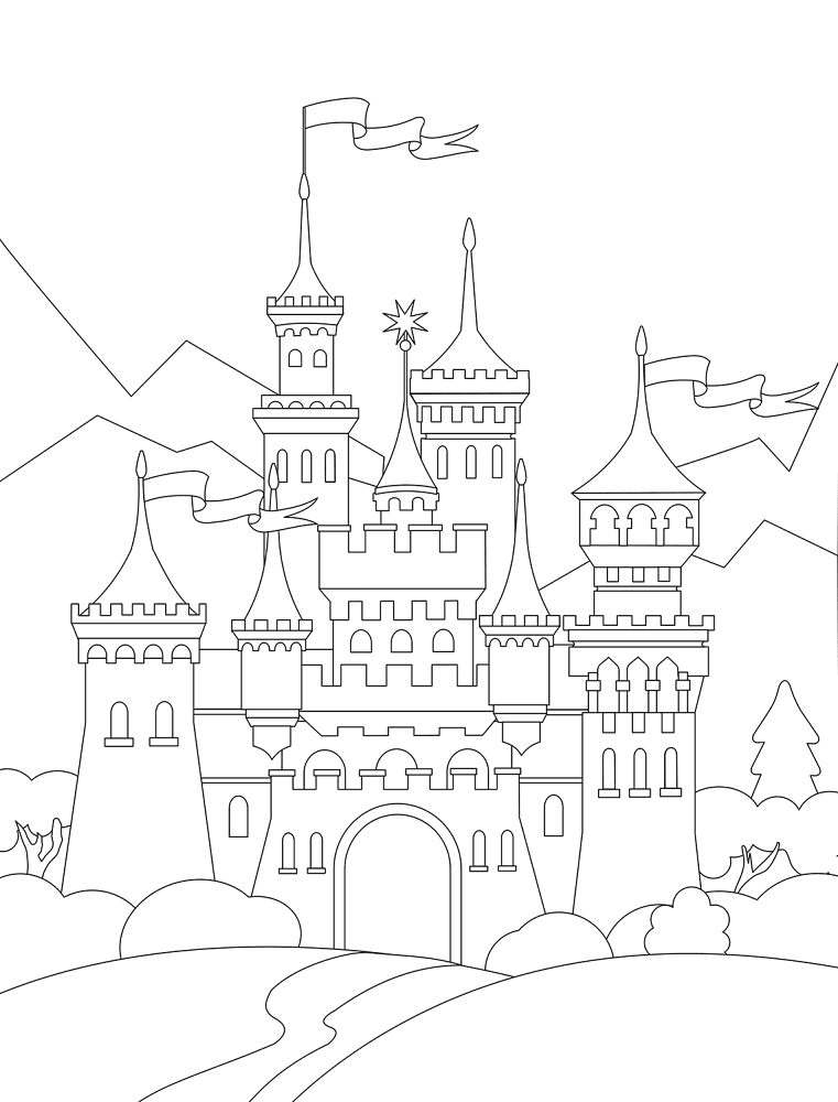 Desenho de Castelos para colorir e imprimir: número 3