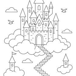 Desenho de Castelos para colorir e imprimir: número 5