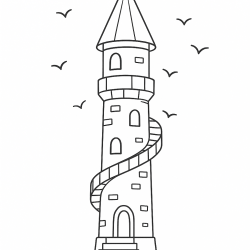 Desenho de Castelos para colorir e imprimir: número 7