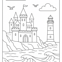Desenho de Castelos para colorir e imprimir: número 8
