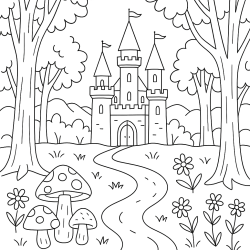 Desenho de Castelos para colorir e imprimir: número 9