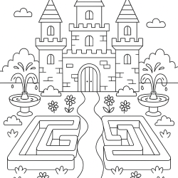Desenho de Castelos para colorir e imprimir: número 22