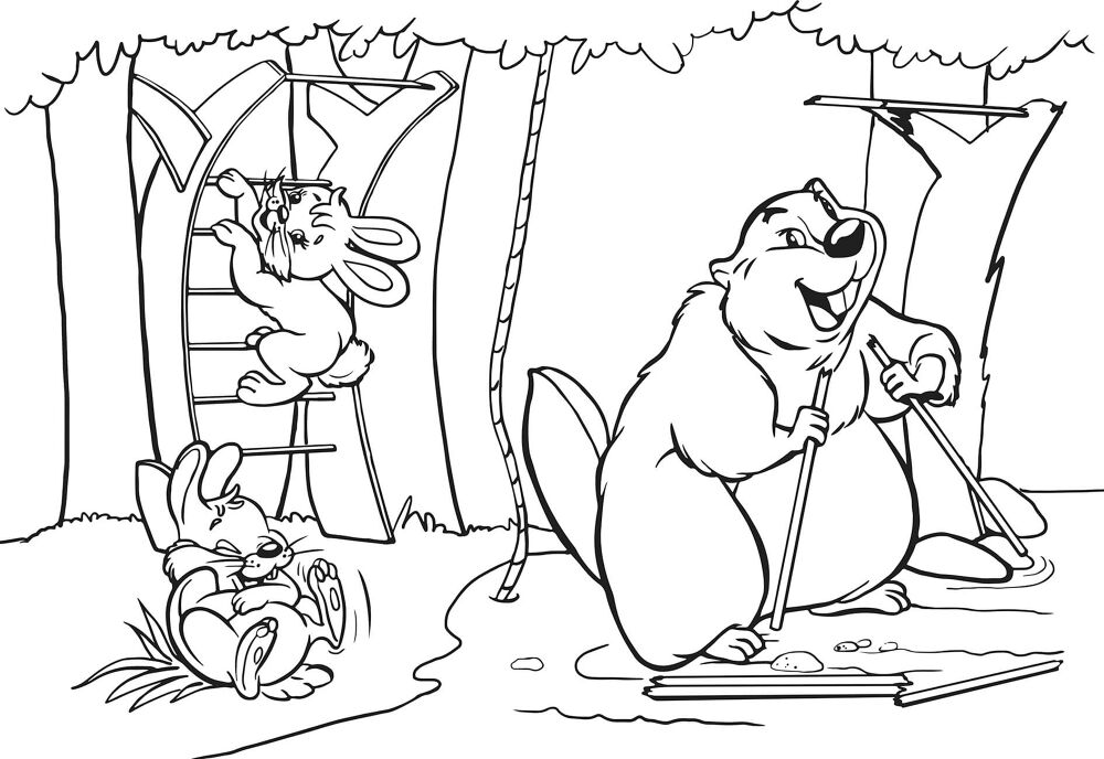 Desenho de Castores para colorir