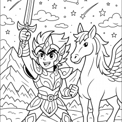 Desenho de Cavaleiros do Zodiaco para colorir e imprimir: número 3