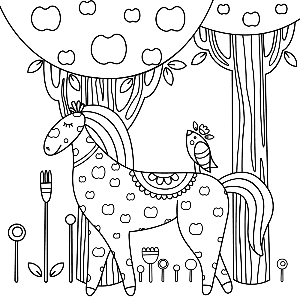 Desenho de Cavalos para colorir e imprimir: número 6