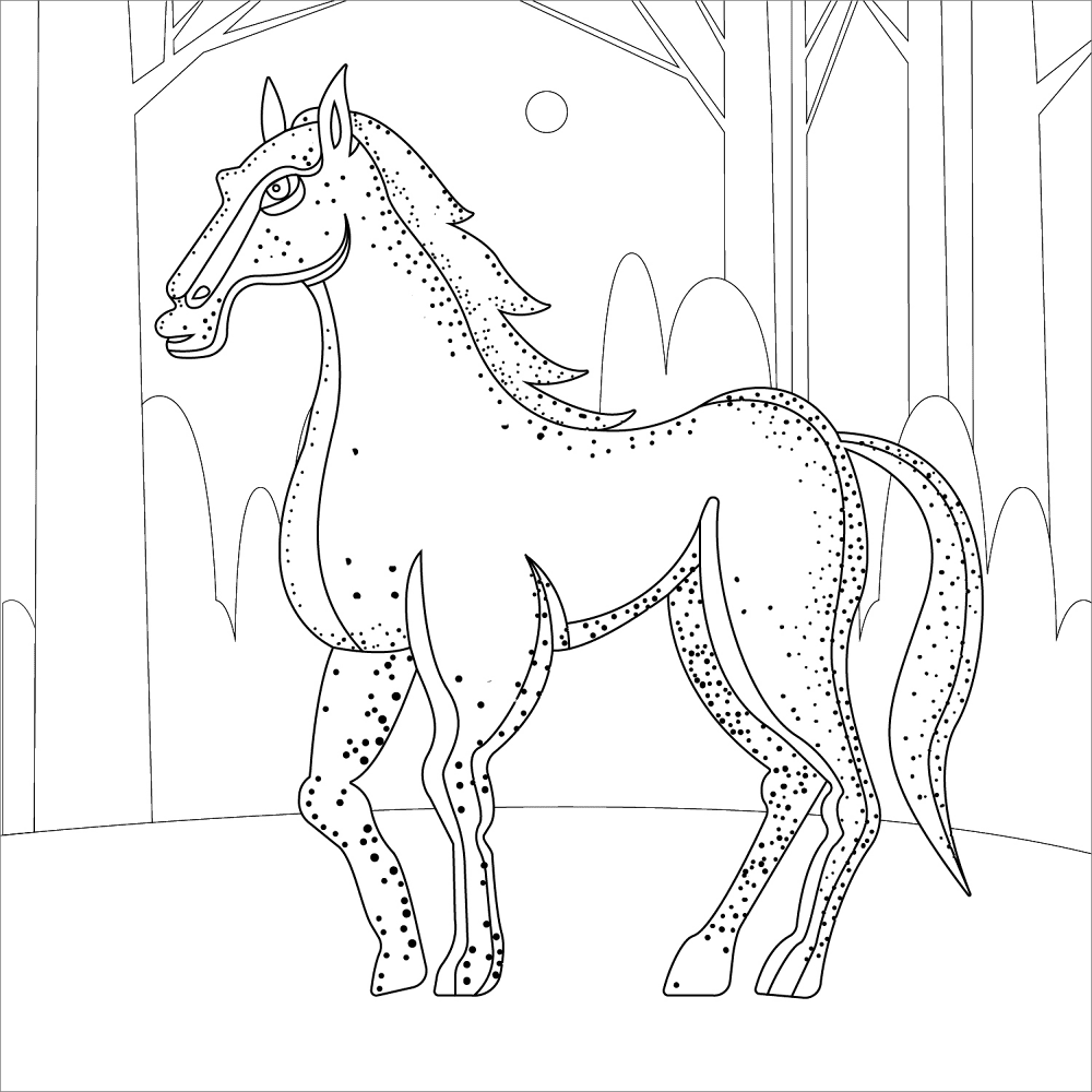 Desenho de Cavalos para colorir e imprimir: número 7