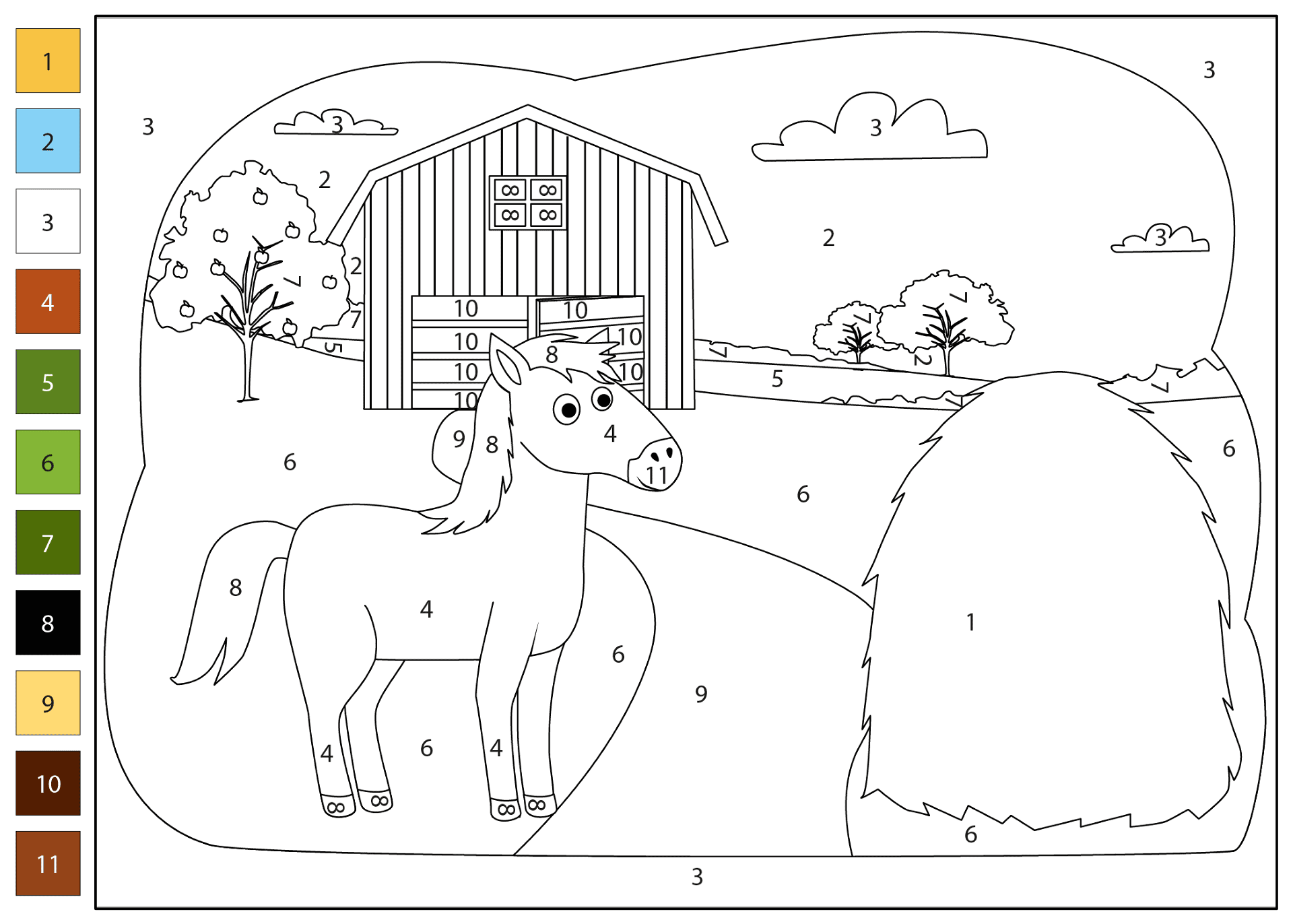 Desenho de Cavalos para colorir e imprimir: número 15