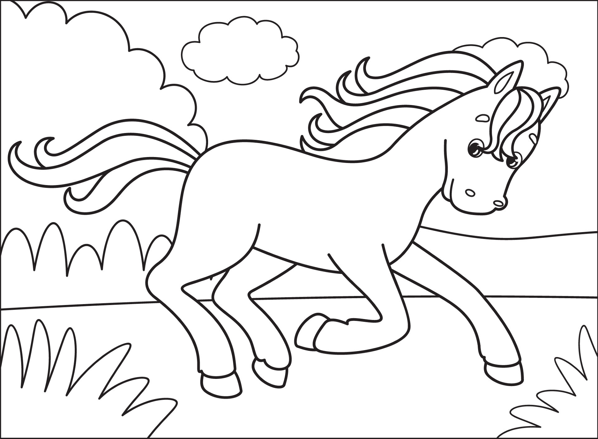 Desenho de Cavalos para colorir e imprimir: número 16