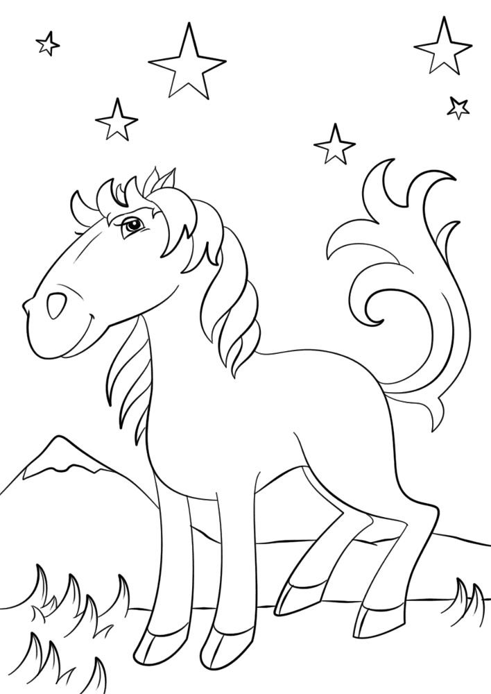 Desenho de Cavalos para colorir e imprimir: número 24