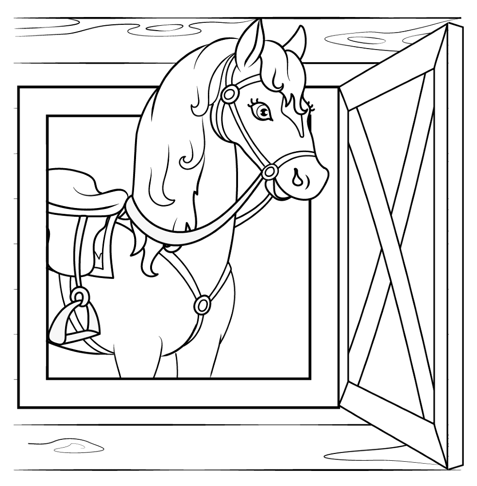Desenho de Cavalos para colorir