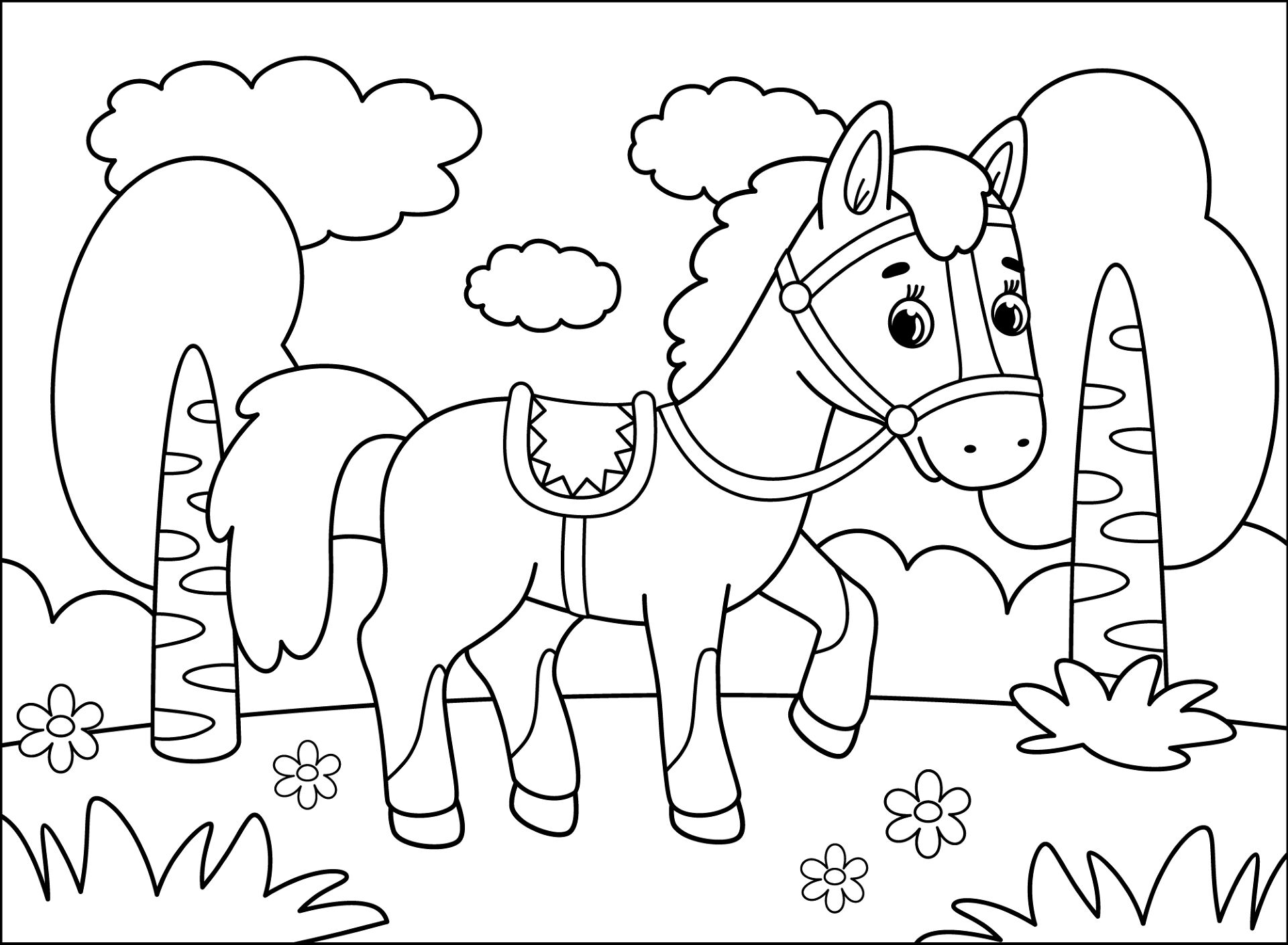 Desenho de Cavalos para colorir