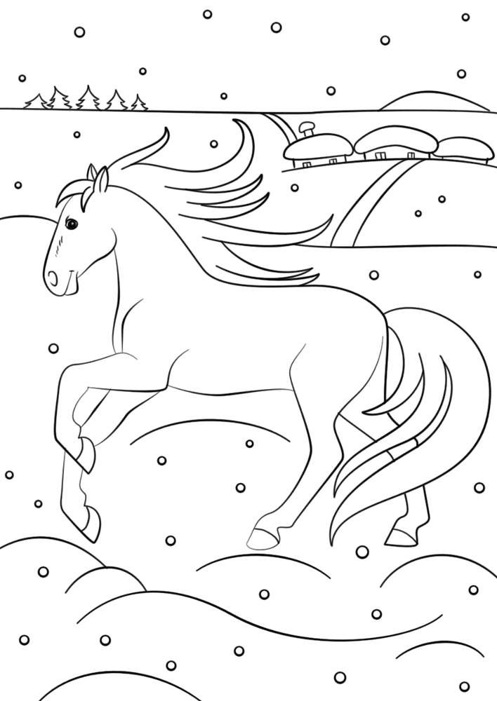 Desenho de Cavalos para colorir