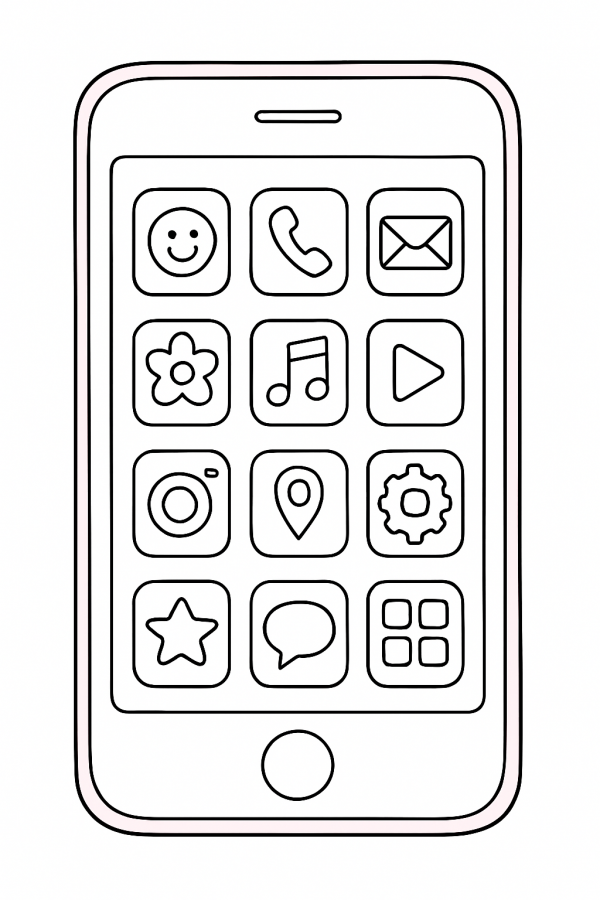 Desenho de Celular para colorir e imprimir: número 8