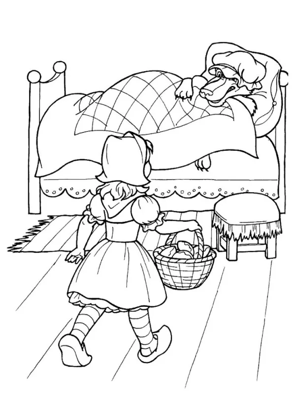 Desenho de Chapeuzinho Vermelho para colorir e imprimir: número 5