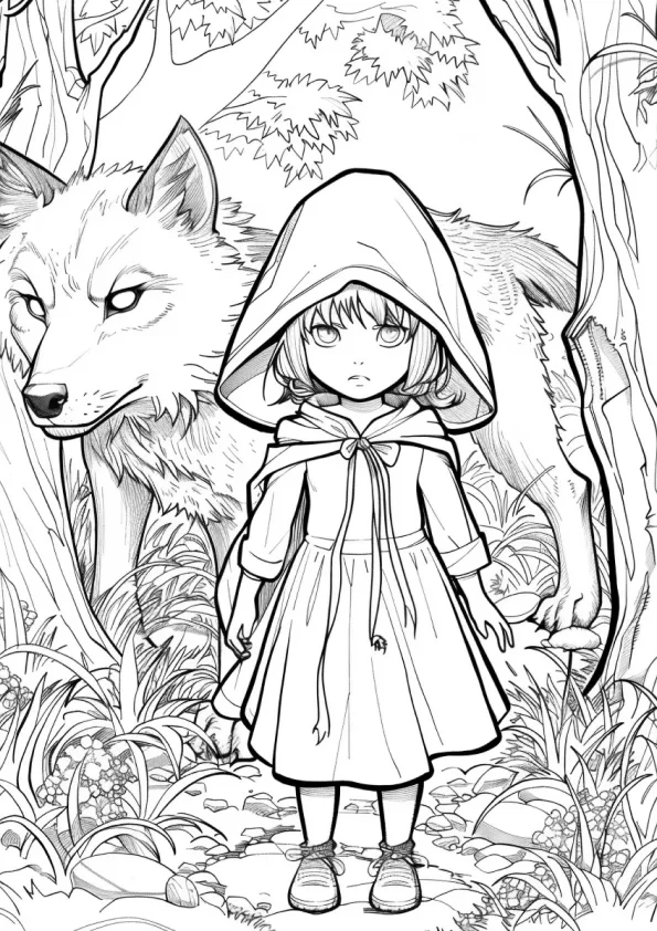 Desenho de Chapeuzinho Vermelho para colorir e imprimir: número 7