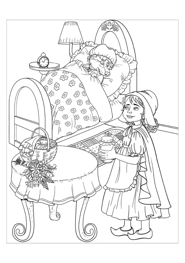 Desenho de Chapeuzinho Vermelho para colorir e imprimir: número 10