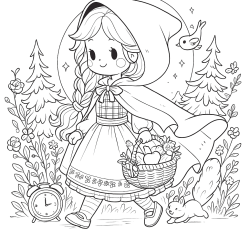 Desenho de Chapeuzinho Vermelho para colorir e imprimir: número 12