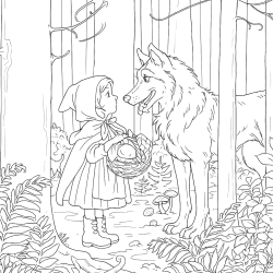 Desenho de Chapeuzinho Vermelho para colorir e imprimir: número 21