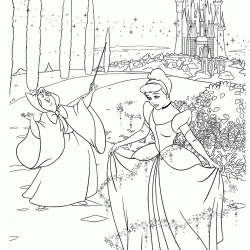 Desenho de Cinderela para colorir e imprimir: número 9