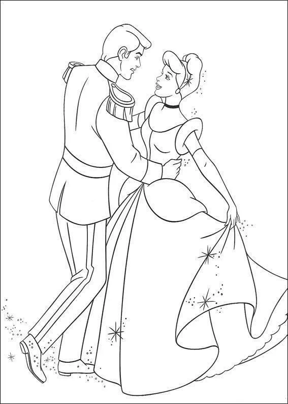 Desenho de Cinderela para colorir e imprimir: número 12