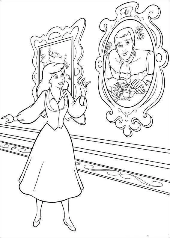 Desenho de Cinderela para colorir e imprimir: número 14