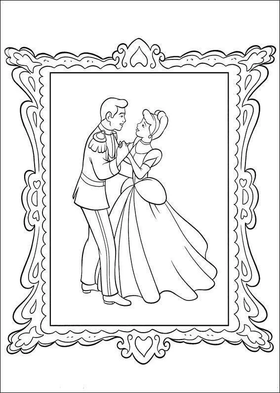 Desenho de Cinderela para colorir e imprimir: número 16