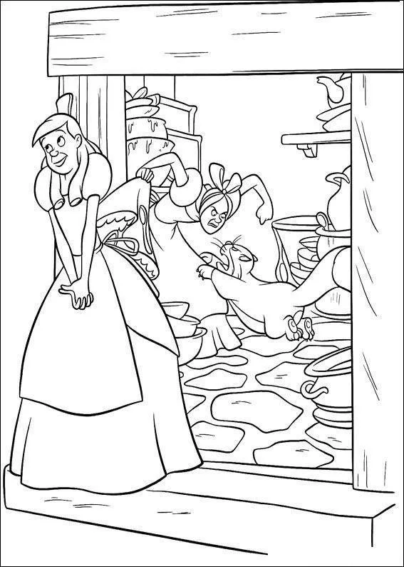 Desenho de Cinderela para colorir e imprimir: número 22