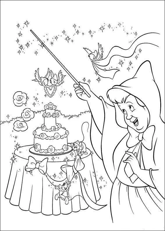 Desenho de Cinderela para colorir e imprimir: número 24
