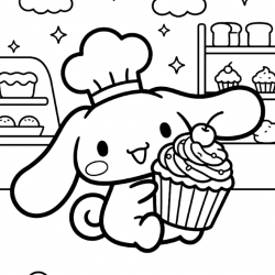 Desenho de Cinnamoroll para colorir e imprimir: número 4