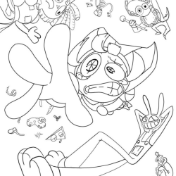 Desenho de Circo Digital para colorir e imprimir: número 2