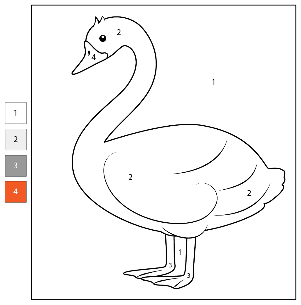 Desenho de Cisnes para colorir e imprimir: número 33