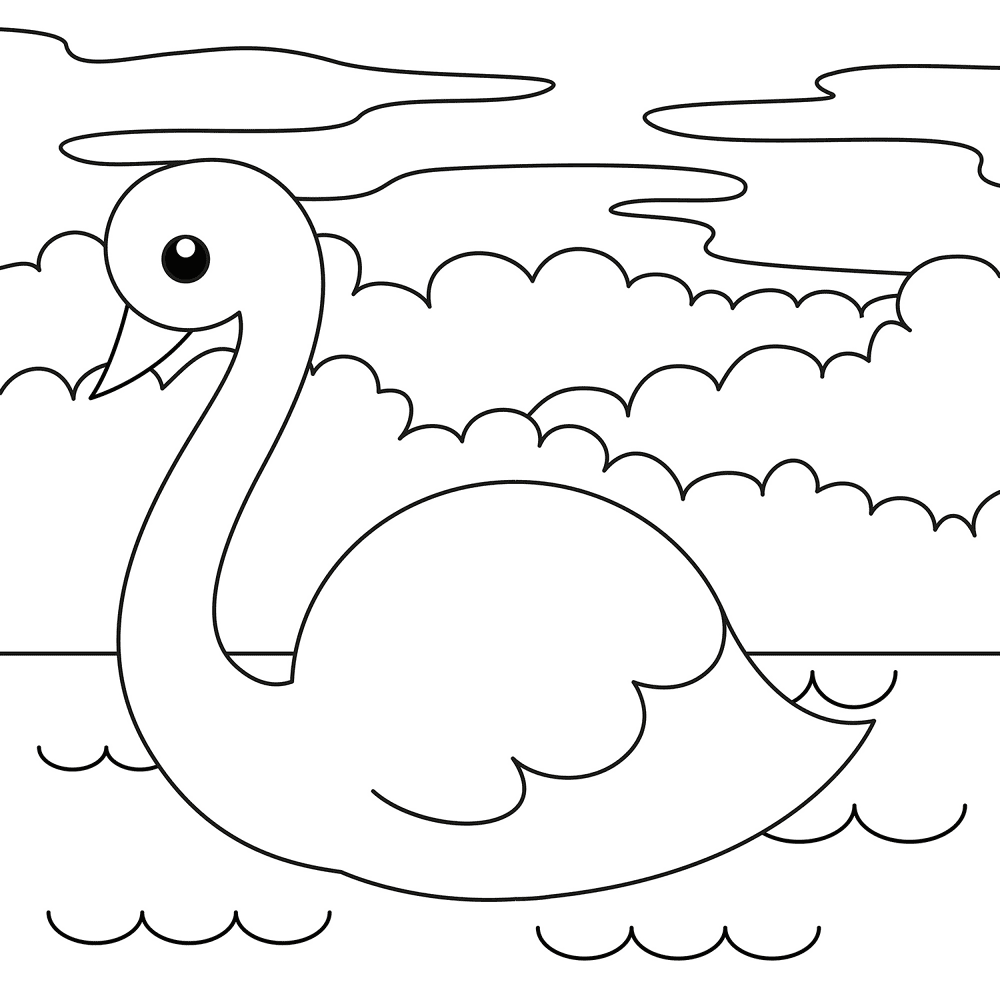 Desenho de Cisnes para colorir e imprimir: número 35
