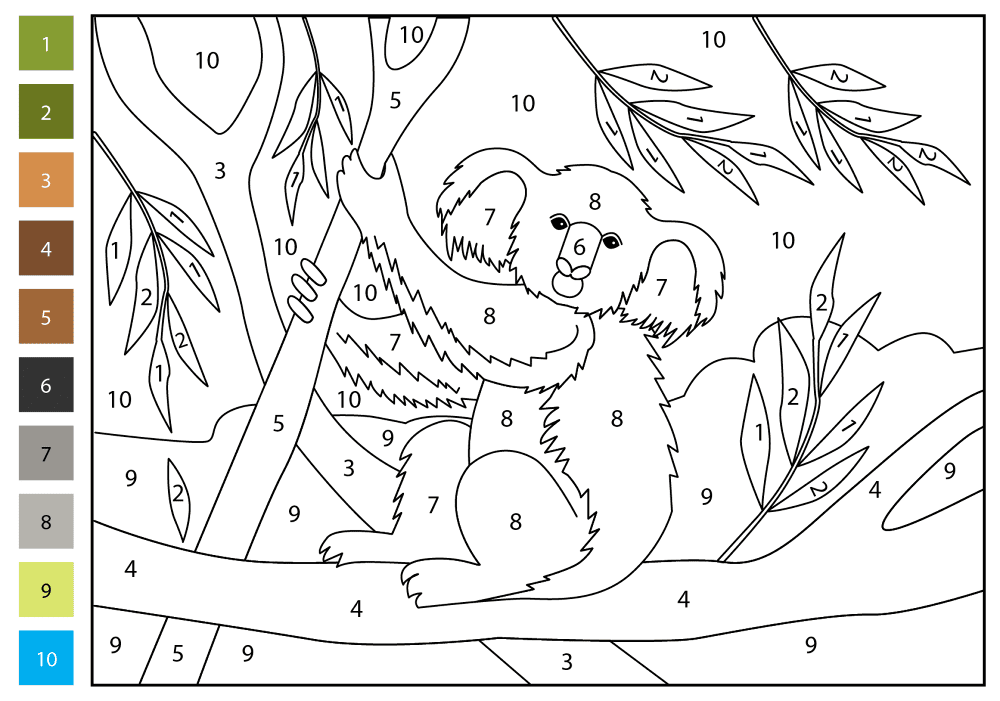 Desenho de Coalas para colorir e imprimir: número 9