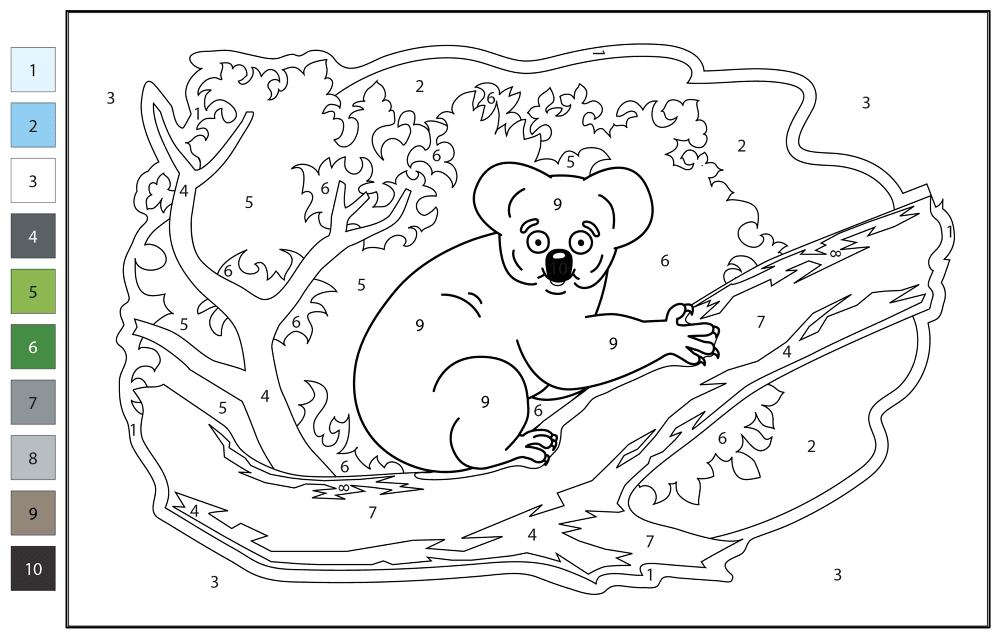 Desenho de Coalas para colorir e imprimir: número 10
