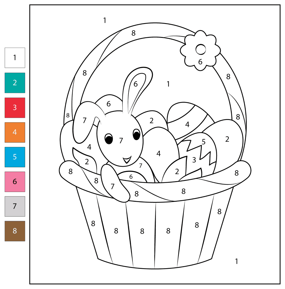 Desenho de Coelho Da Páscoa para colorir e imprimir: número 6