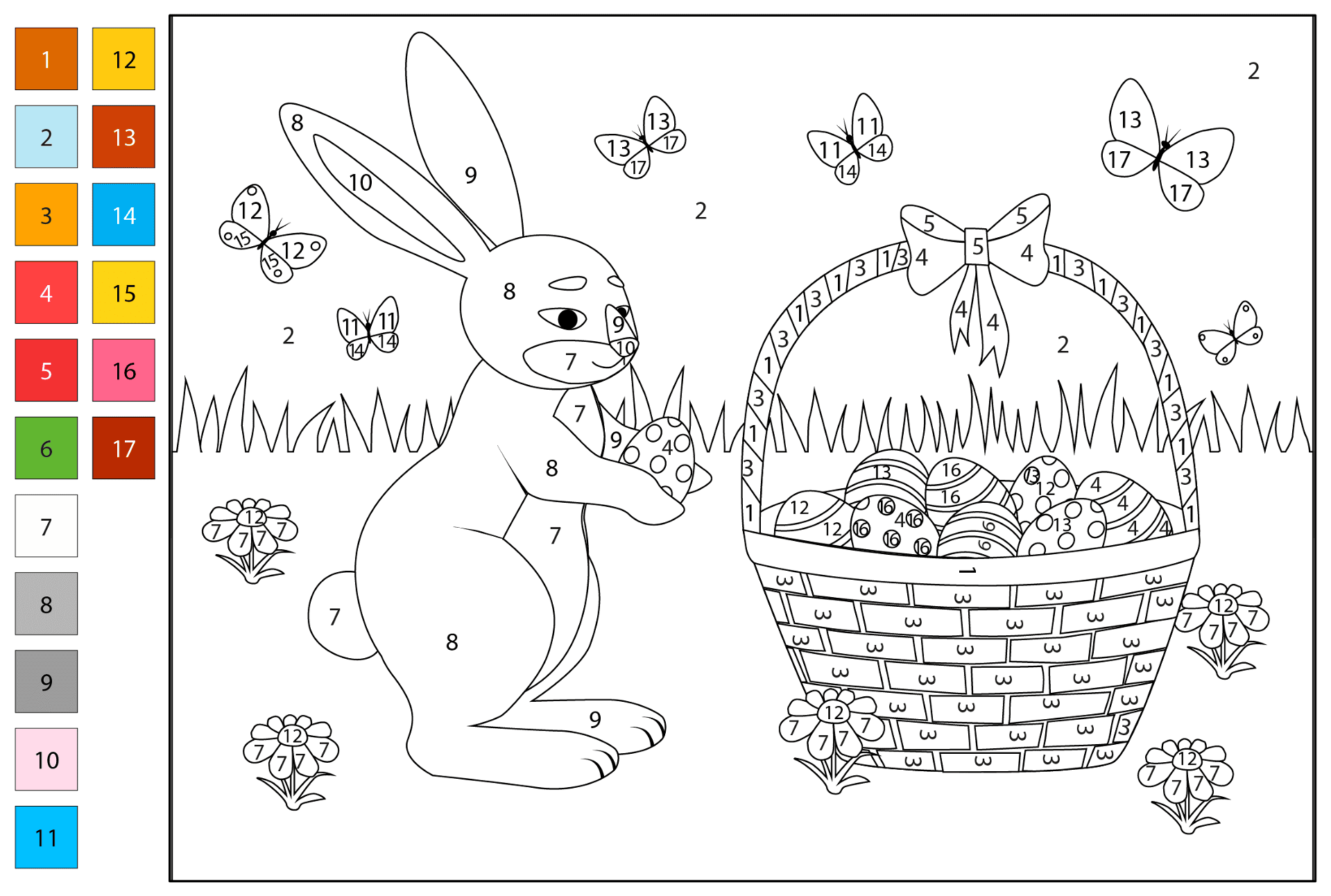 Desenho de Coelho Da Páscoa para colorir e imprimir: número 11
