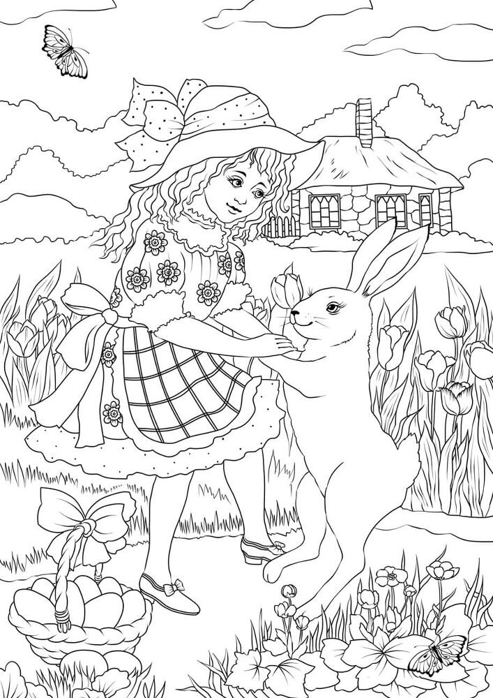 Desenho de Coelhos para colorir e imprimir: número 3